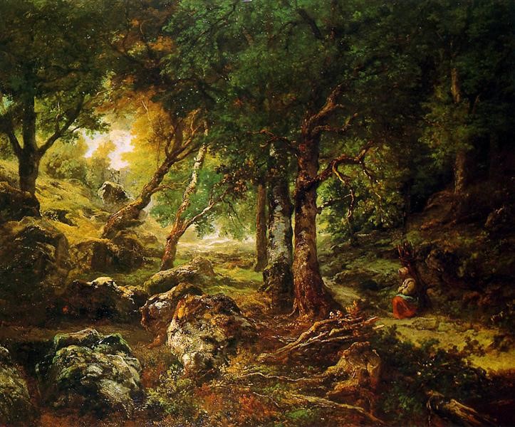 Forest Landscape Sun, painting by Theodore Rousseau